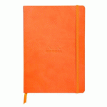 RHODIARAMA CARNET SOUPLE A5 160 PAGES LIGNÉ PAPIER IVOIRE 90G FERMETURE ÉLASTIQUE - TANGERINE