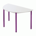 TABLE MODULAIRE DOMINO 1/2 ROND - L. 120 X P. 60 CM - PLATEAU GRIS - PIEDS PRUNE