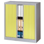 ARMOIRE MÉTAL CLASSTOUT COLOR - A RIDEAUX - L. 90 X H. 100 CM - CORPS ALUMINIUM  - RIDEAUX ANIS