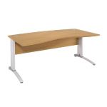BUREAU MANAGER BIOSPACE  2 - L. 180 X P. 90 CM - PLATEAU 'HÊTRE' - PIEDS L'BLANC' - EMBASES 'AVOCAT'.