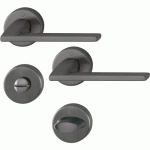POIGNÉES DE PORTE SUR ROSACES RONDES BERGAMO C7 - LAITON ANTHRACITE SATINÉ - CONDAMNATION HOPPE
