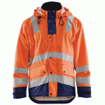 VESTE DE PLUIE NIVEAU 2 ORANGE FLUORESCENT/MARINE TAILLE M - MANUTAN COLLECTIVITÉS