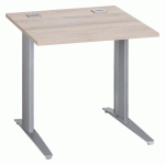 BUREAU DROIT L 80 CM EXCELLENS PIÈTEMENT MÉTAL PLUS CHÊNE GRIS / ALUMINIUM