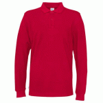 COTTOVER POLO PIQUE MANCHES LONGUES HOMME - CERTIFIÉ GOTS ROUGE - TAILLE L