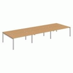 PÔLE 6 BUREAUX L 480 CM PLATEAUX HÊTRE, PIÈTEMENT MÉTAL ALUMINIUM - TEAM LINE