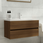 MAISONCHIC - ARMOIRE DE LAVABO MEUBLE DE SALLE DE BAIN CHÊNE MARRON 90X38,5X45 CM BOIS D'INGÉNIERIE 84267