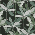 PAPIER PEINT INTISSÉ PALMIER POUR SALON | PAPIER PEINT JUNGLE VERT & NOIR POUR CHAMBRE ADULTE | TAPISSERIE SALON MOTIF FEUILLE TROPICAL - 10,05 X