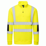 PORTWEST B314 SWEAT TRICOTÉ HAUTE VISIBILITÉ COL ZIP JAUNE - TAILLE M