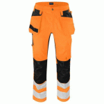 PROJOB 6570 PANTALON POLYCOTON STRETCH PRIO EN ISO 20471 CLASSE 2 ORANGE/NOIR - TAILLE 48