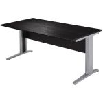 BUREAU DROIT PRONTO MÉTAL - L.160 X P.80 CM - PLATEAU NOIR - PIEDS L ALUMINIUM
