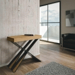 CONSOLE EXTENSIBLE 90X40/196 CM DIAGO SMALL CHÊNE NATURE STRUCTURE ANTHRACITE