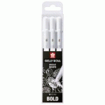 LOT DE 3 - STYLO ROLLER ENCRE GEL GELLY ROLL BRIGHT WHITE 0,5 MM