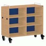 MEUBLE BAS SHIFT+ LANDSCAPE MÉLAMINÉ 4 ÉTAGÈRES - CHÊNE - BLEU SAPHIR - MANUTAN COLLECTIVITÉS