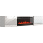 BIM FURNITURE - ROXY TV STAND CABINET WITH BLACK ELECTRIC FIREPLACE CM183X35X38H GLOSSY WHITE