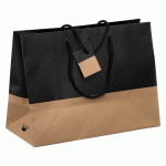 SACS KRAFT ET NOIR BICOLORE LUXE POIGNÉES CORDELIÈRES 29 X 39 X 18 CM - PAQUET DE 10