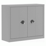 ARMOIRE MÉTAL PORTES PLIANTES MONOBLOC ELHIT H 100 X L 120 X P 43 CM GRIS CLAIR