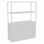 BIBLIOTHÈQUE LUMYA L 120 X P 41,5 X H 162 CM MODULE DÉPART STRUCTURE MÉTAL BLANC 3 PORTES BLANC