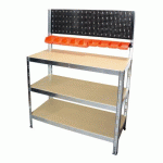 ÉTABLI D'ATELIER AVEC FOND PERFORÉ – PLATEAU MDF FSC 100 % – CHARGE 600 KG FISCHER DAREX