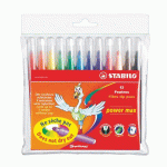 FEUTRES STABILO POWER MAX COULEURS ASSORTIES POINTE ARRONDIE EXTRA-LARGE - POCHETTE DE 12