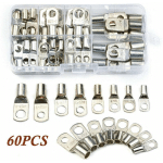 60 PCS COSSES ÉLECTRIQUE TROU BOULON EN CUIVRE ÉTAMÉ CONNECTEURS SC À SERTIR/SOUDER POUR CÂBLE DE 6M㎡ 8M㎡ 10M㎡ 16M㎡ 25M㎡