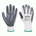 LOT DE 4 - PORTWEST AB310 PACK DE 12 GANTS GRIP 13 NITRILE ESSENTIAL BLANC/GRIS - TAILLE M