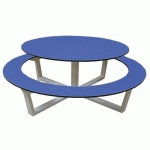 TABLE BANC HPL RONDE Ø150 CM - BLEU