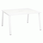 TABLE DE RÉUNION BLANC L 140 X P 126 CM - PIÉTEMENT MÉTAL BLANC - ARCH