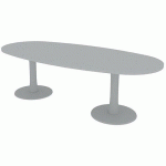 TABLE DE RÉUNION PLATEAU OVALE L.240 GRIS 2 PIEDS - QUADRIFOGLIO