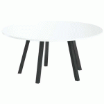 TABLE RÉUNION EVAN Ø 160 CM PIED NOIR PLATEAU BLANC - MBA
