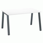 BUREAU DROIT ECLA BLANC L 140 X P 80 CM PIÈTEMENT MÉTAL FINITION ANTHRACITE