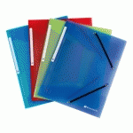 LOT DE 30 - CHEMISE À ÉLASTIQUE 3 RABATS PLASTIQUE EXACOMPTA 24 X 32 CM DOS 3,2 CM COULEURS ASSORTIES