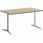 TABLE TAMARIS 120X80 PL.CHÊNE NAT./ARGILE PIET.ARGENT/ARGENT - CLEN