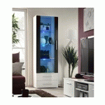 ASM GROS MOBILIER - VITRINE MURALE À POSER LED - NEO V - 60 CM X 190 CM X 40 CM - BLANC ET NOIR - LIVRAISON GRATUITE - BLANC