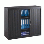 ARMOIRE MÉTAL À RIDEAUX DÉMONTABLE CLASSIQUE H 100 X L 120 CM CORPS NOIR / RIDEAUX NOIR