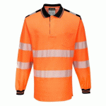 PORTWEST T184 PW3 POLO HAUTE VISIBILITÉ ML ORANGE/NOIR - TAILLE XL