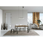 TABLE EVERYDAY EXTENSIBLE DESSUS CHÊNE NATURE 90X130 ALLONGÉE 390 CADRE ANTHRACITE
