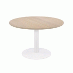 TABLE MODULAIRE RONDE - PIETEMENT TULIPE BLANC - PLATEAU CHENE