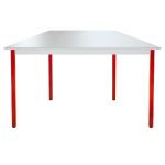 TABLE MODULAIRE DOMINO TRAPÈZE - L. 120 X P. 60 CM - PLATEAU GRIS - PIEDS ROUGE