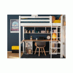 PACK LIT MEZZANINE ADAM + MATELAS  BLANC 90X190 CM/OPT:MATELAS FEEVAH HR
