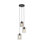 DOME - SUSPENSION MULTIPLES - 3 LUMIÈRE - Ø 35 CM - NOIR - DESIGN - ÉCLAIRAGE INTÉRIEUR - SALON I CHAMBRE I CUISINE I SALLE À MANGER - NOIR - QAZQA