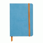 RHODIARAMA CARNET SOUPLE A6 144 PAGES LIGNÉ PAP IVOIRE 90G FERMETURE ÉLASTIQUE - TURQUOISE - LOT DE 2