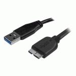 STARTECH.COM CÂBLE MICRO USB 3.0 SLIM DE 3M - CORDON USB A VERS MICRO B - CÂBLE USB DE CHARGE / SYNCHRONISATION - M/M - NOIR - CÂBLE USB - MICRO-USB DE TYPE B POUR USB TYPE A - 3 M