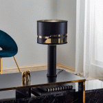 ARGON LAMPE À POSER ARE EN NOIR AVEC DÉCOR EN LAITON