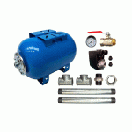 KIT SURPRESSEUR EAU HORIZONTAL 100L - 1"1/4 AVEC PRESSOSTAT ET MANOMÈTRE