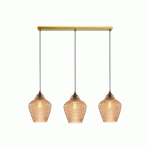 LINDBY SUSPENSION DRAKAR, Ø 22 CM, 3 LAMPES, AMBRE, VERRE