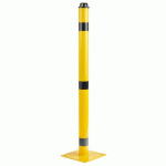 POTEAU ALUMINIUM D60 MM TÊTE CHAINE JAUNE/NOIR SUR PLATINE - CROSO