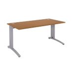 BUREAU DROIT BIOSPACE 2 - L. 180 X P. 80 CM - PLATEAU MERISIER - PIEDS L ALUMINIUM - EMBASE 'FRAMBOISE'