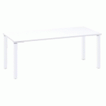 BUREAU DROIT EDEN L 180 X P 80 CM PLATEAU BLANC PIÉTEMENT MÉTAL BLANC