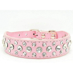 COLLIER DDOG EN CUIR STRASS (ROSE M) - KUEATILY