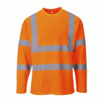 LOT DE 2 - PORTWEST S278 T-SHIRT HI-VIS MANCHES LONGUES ORANGE - TAILLE M